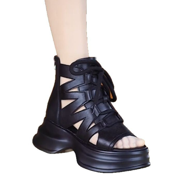 Summer Cut-out Platform Roman Sandals