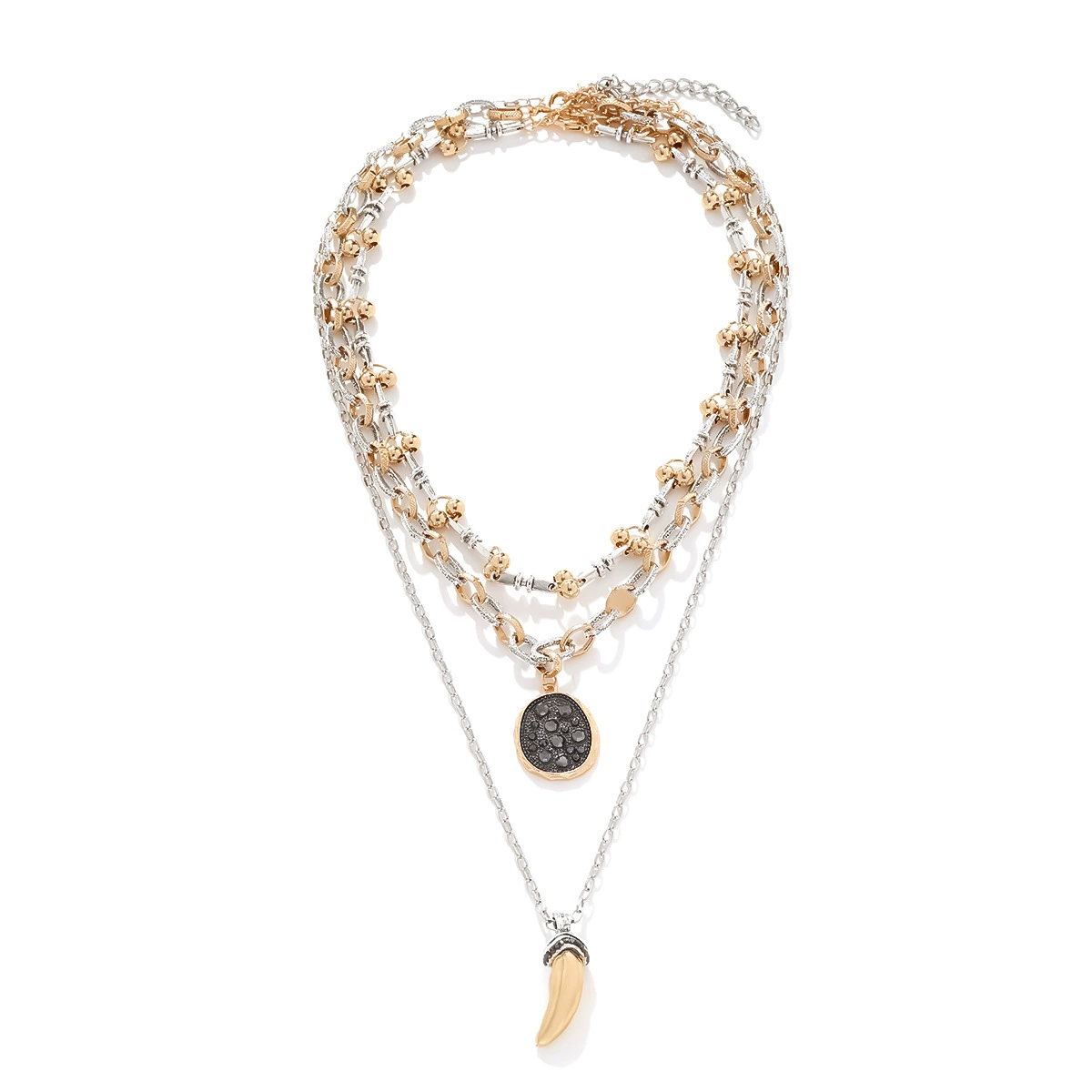 Layered Geometric Pendant Necklace