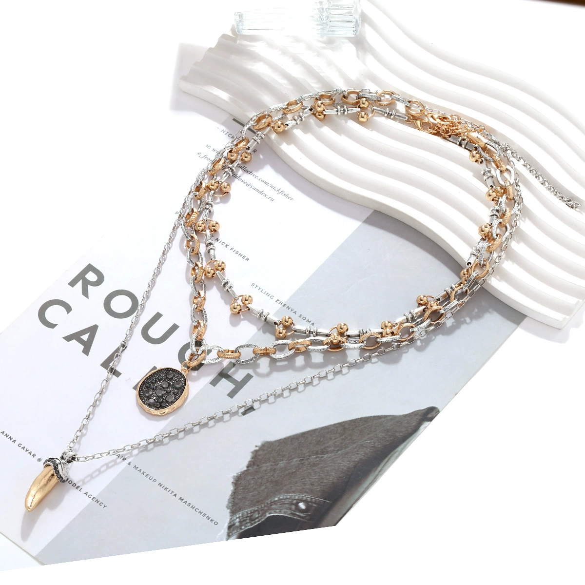 Layered Geometric Pendant Necklace