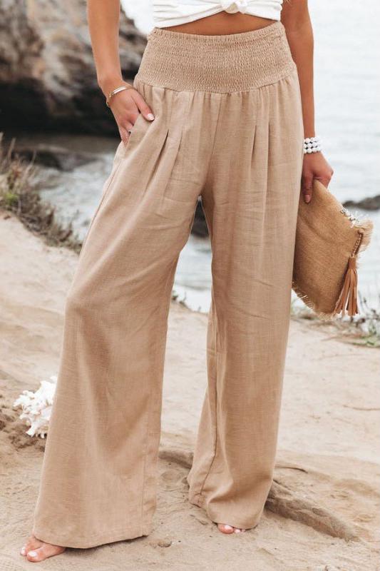 Versatile Elastic Waist Wide Leg Pants