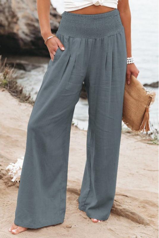 Versatile Elastic Waist Wide Leg Pants