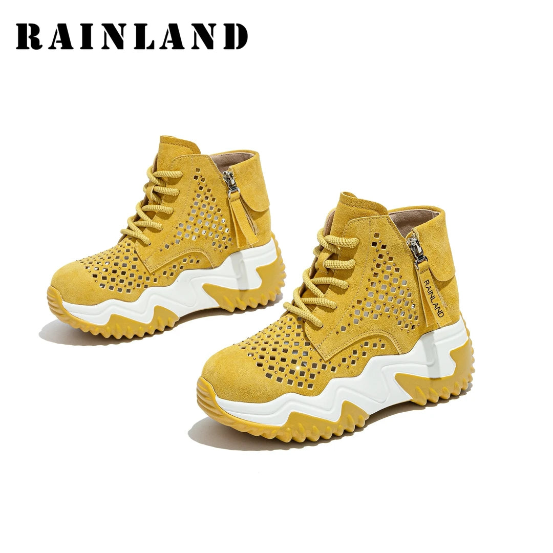 Breathable Hollow Diamond Zipper Boots