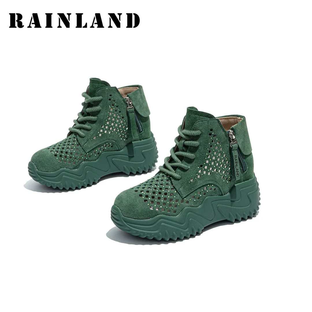 Breathable Hollow Diamond Zipper Boots