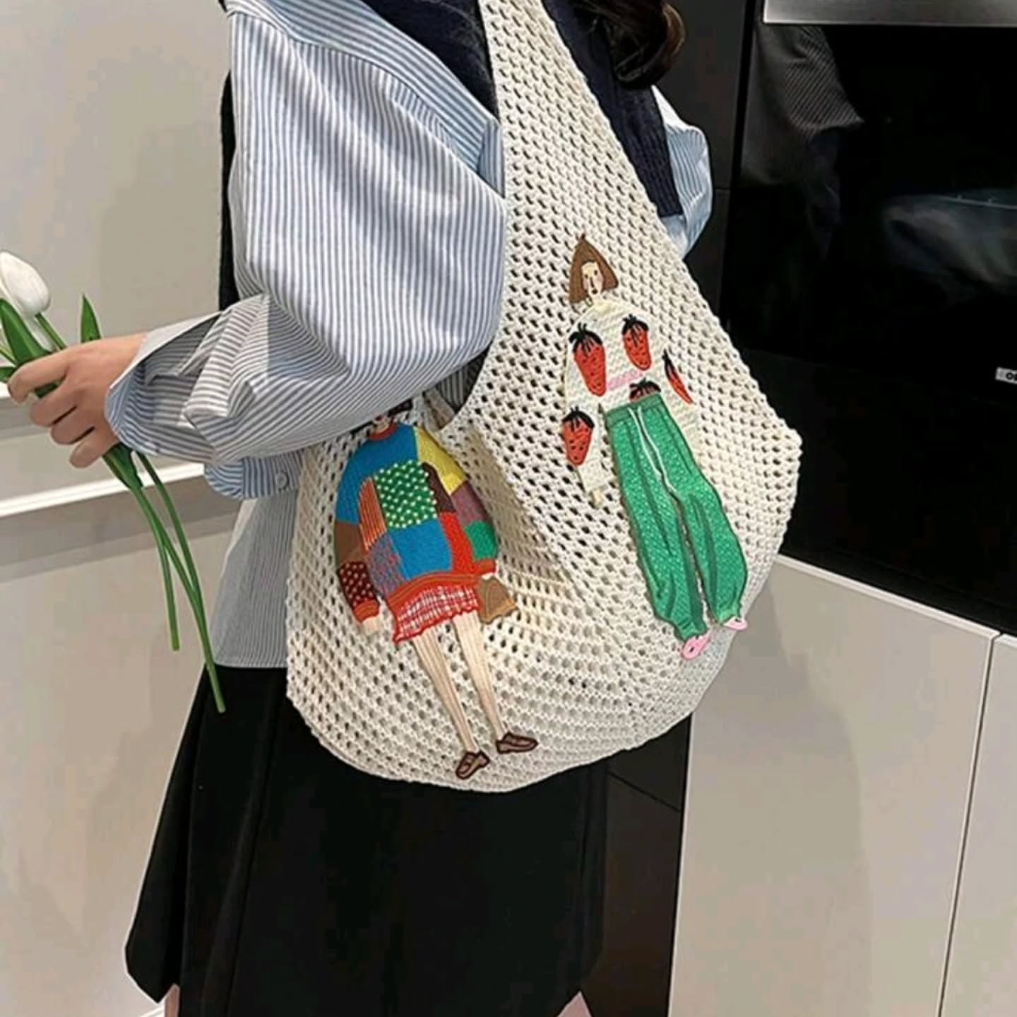 Large Capacity Knitted Shoulder Bag