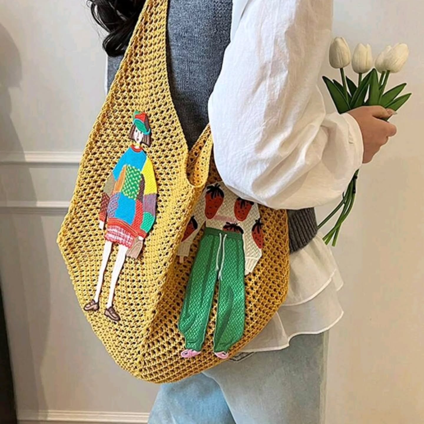 Large Capacity Knitted Shoulder Bag