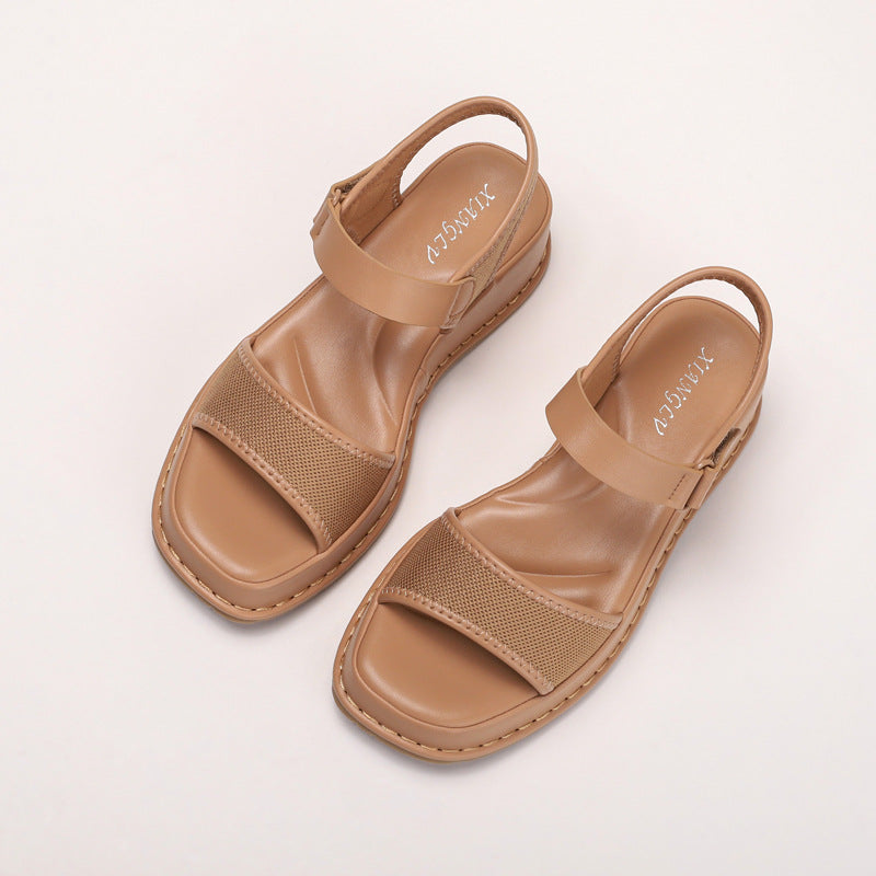 Velcro Open Toe Fashionable Casual Thick-soled Sandals