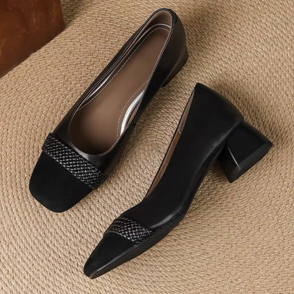 New Autumn Square Toe Thick Heel Shoes