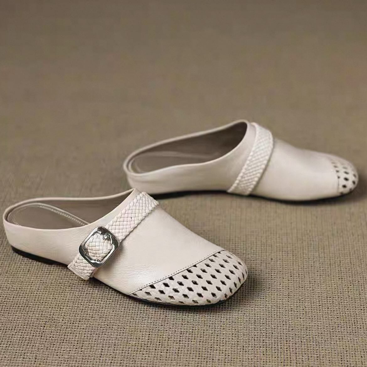Braided Hollow Outerwear Mules