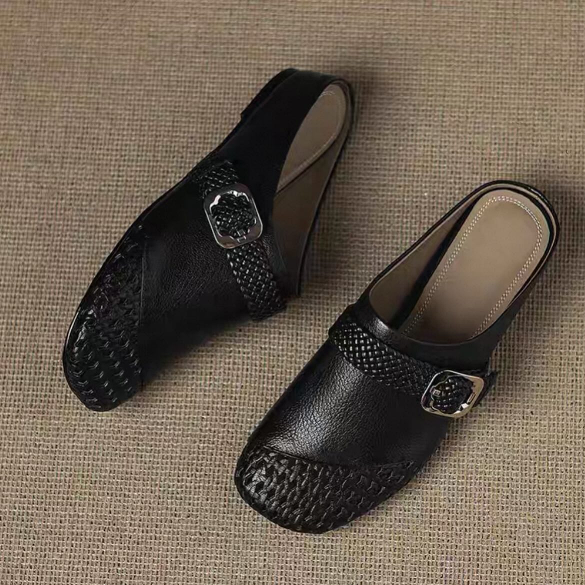 Braided Hollow Outerwear Mules