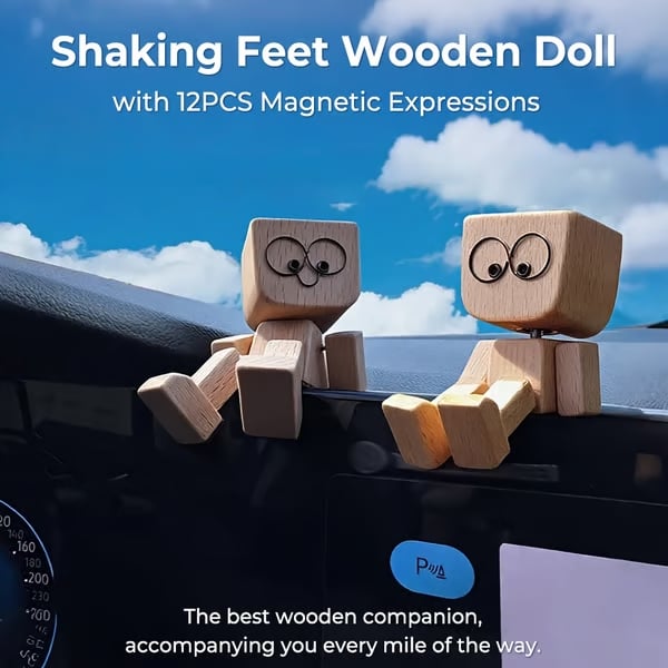 š„Handmade Charming Little Wooden Figure That Sways With 12PCS Magnetic Expressions
