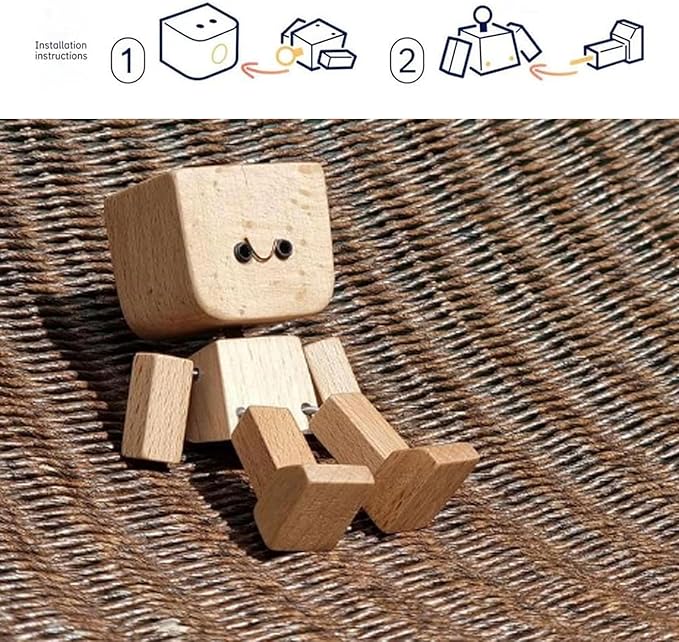 š„Handmade Charming Little Wooden Figure That Sways With 12PCS Magnetic Expressions