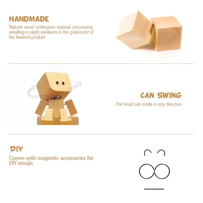 š„Handmade Charming Little Wooden Figure That Sways With 12PCS Magnetic Expressions