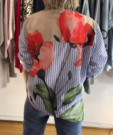 Chill Striped Leopard-Print Patchwork Shirt
