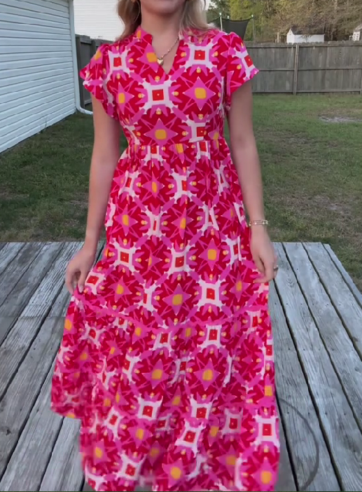 Geometric Floral Dress