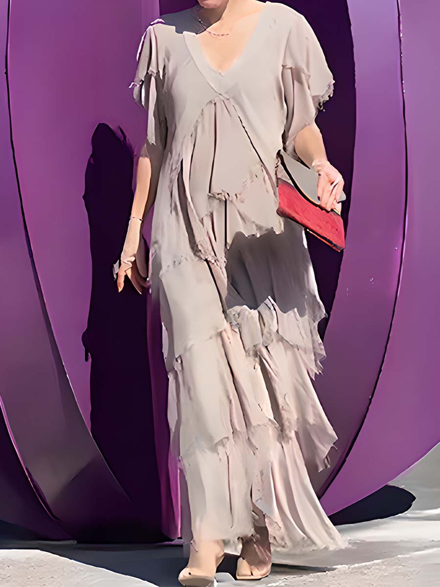 Asymmetric Solid Maxi Dress