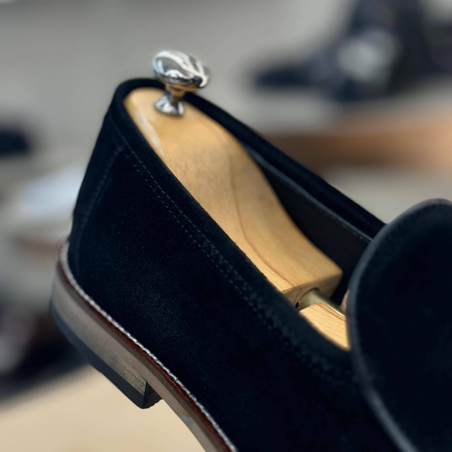Black Brushed Suede Loafers