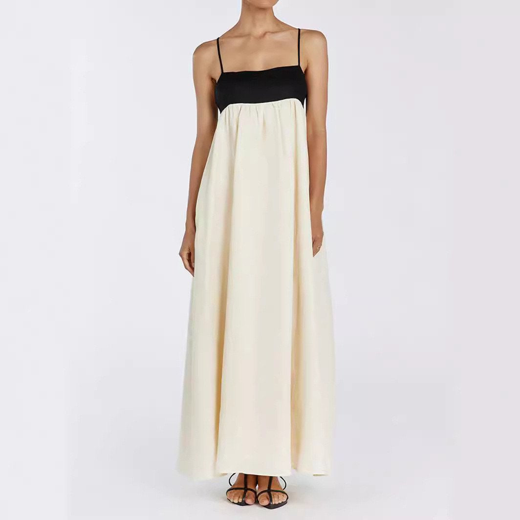 Black And White Contrast Sling Dress