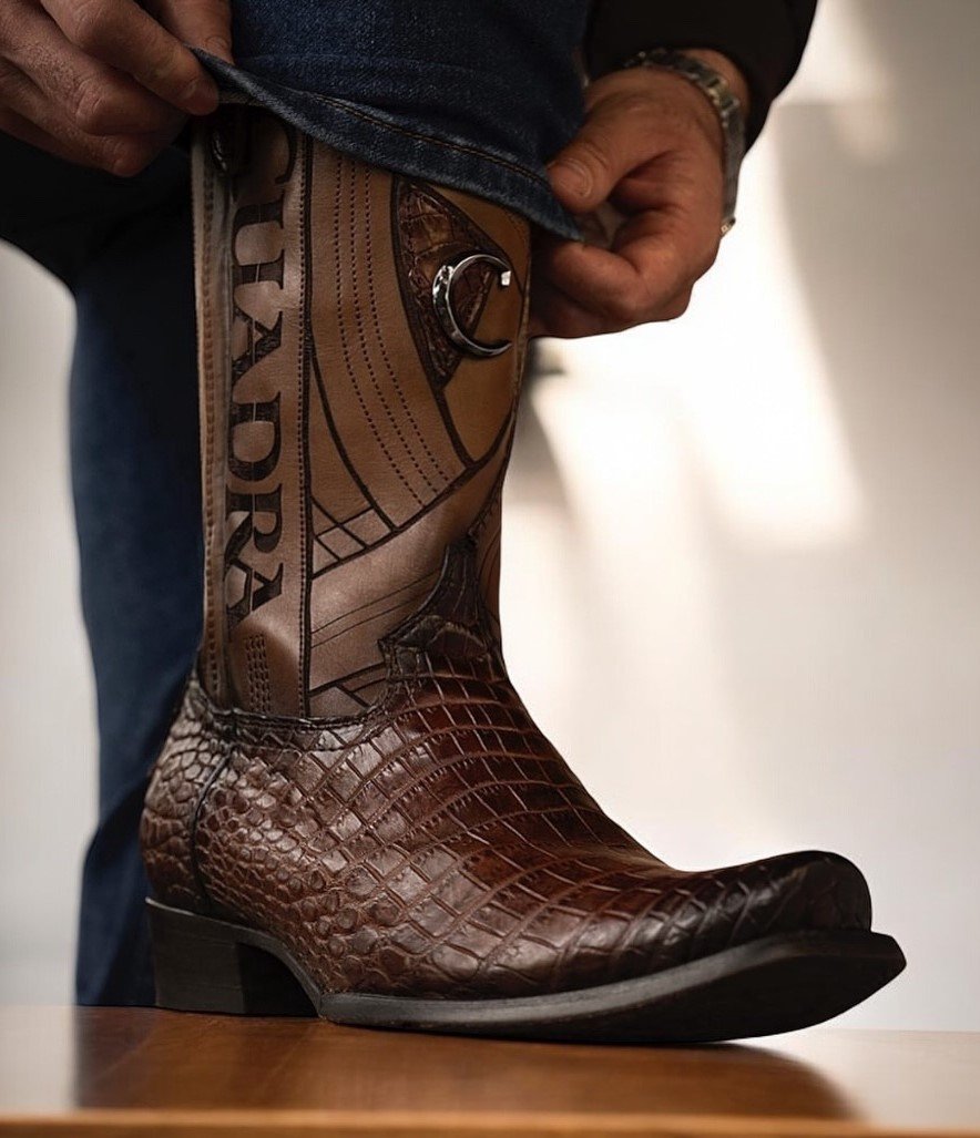 Brown Cowhide Cowboy Boots