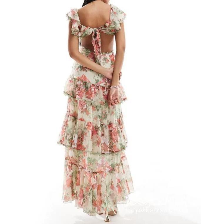 Backless Design Floral Dress
