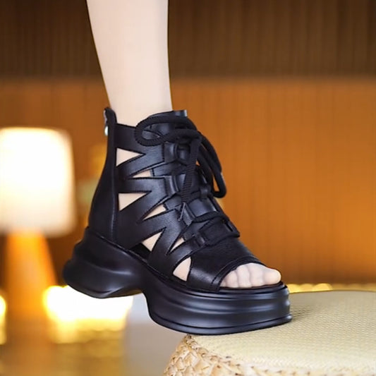 Summer Cut-out Platform Roman Sandals