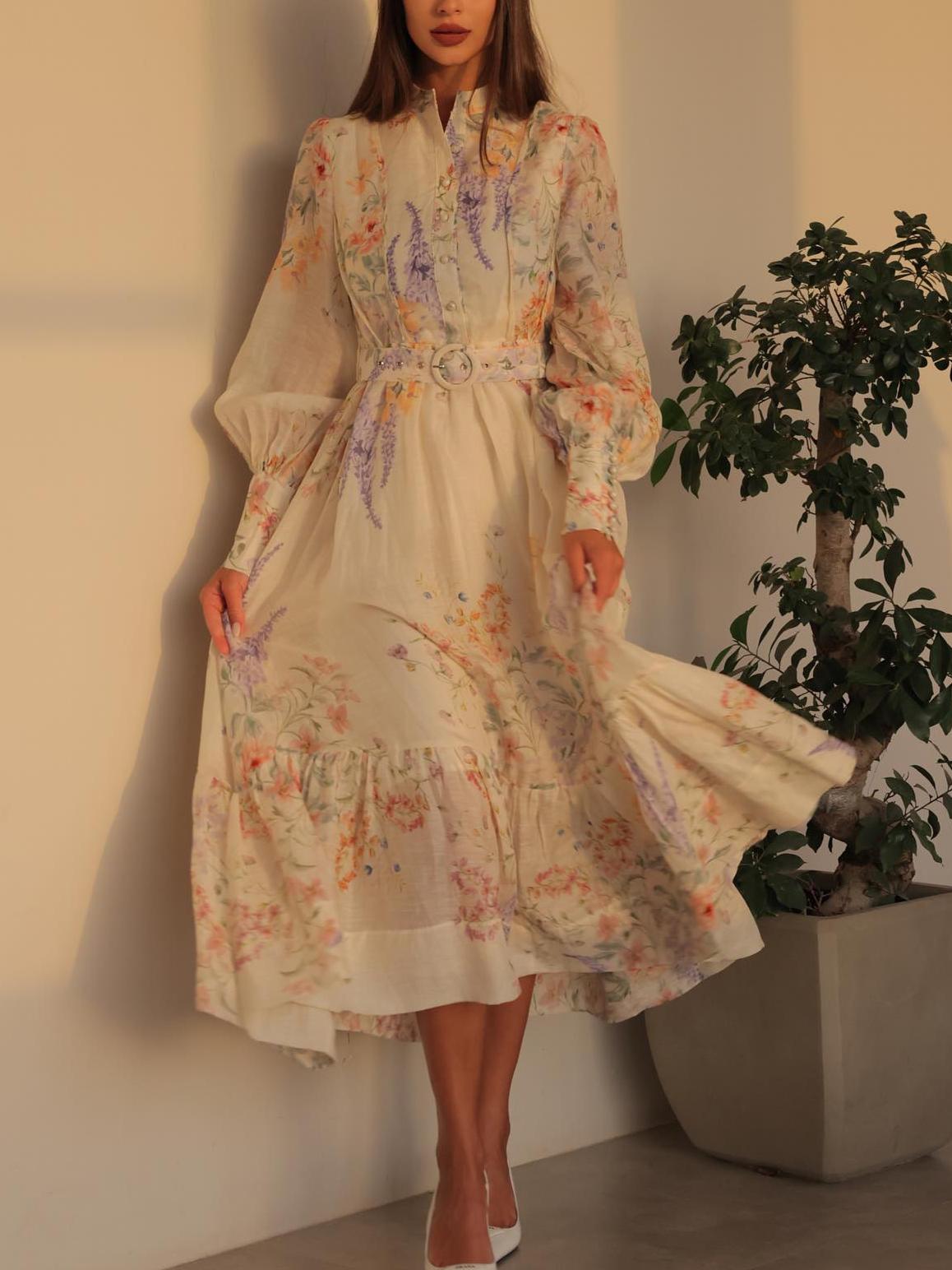 Floral Print Voluminous Midi Dress(Free Shipping✔️)