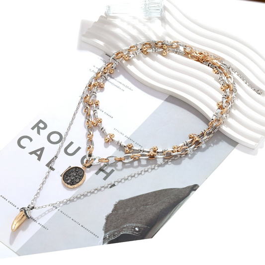 Layered Geometric Pendant Necklace