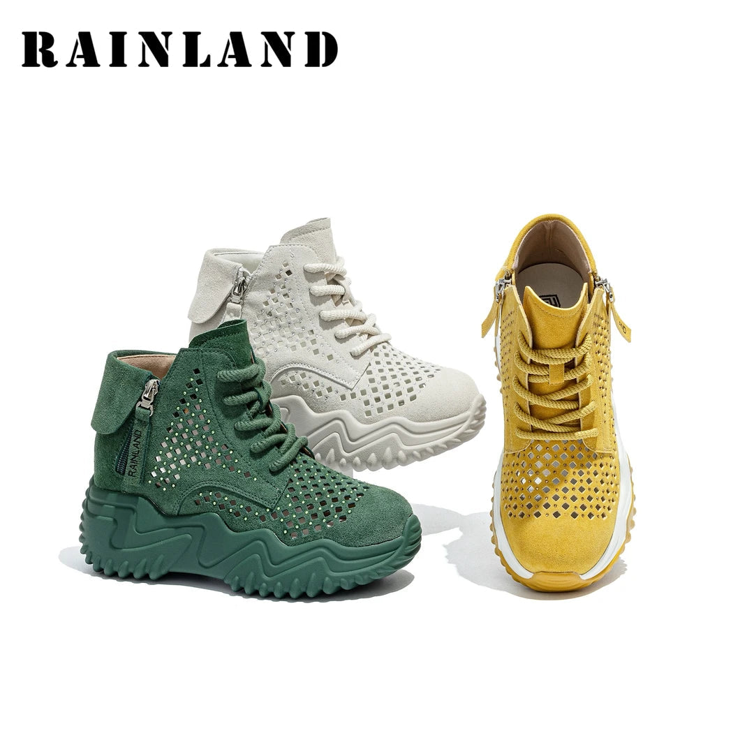 Breathable Hollow Diamond Zipper Boots