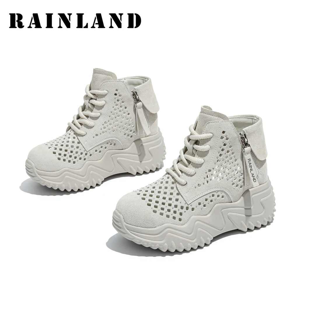 Breathable Hollow Diamond Zipper Boots