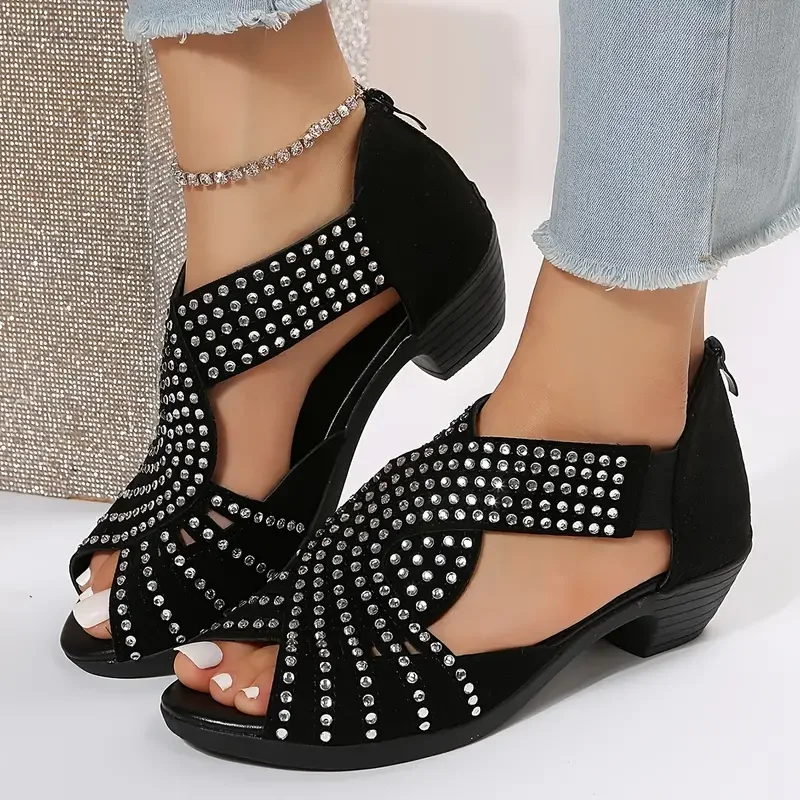 Women's Low Heel Cut-Out Sandals