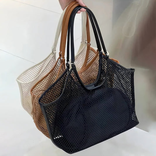 Large Capacity Women's Beach Bag Hollow Mesh With Independent Inner Bag