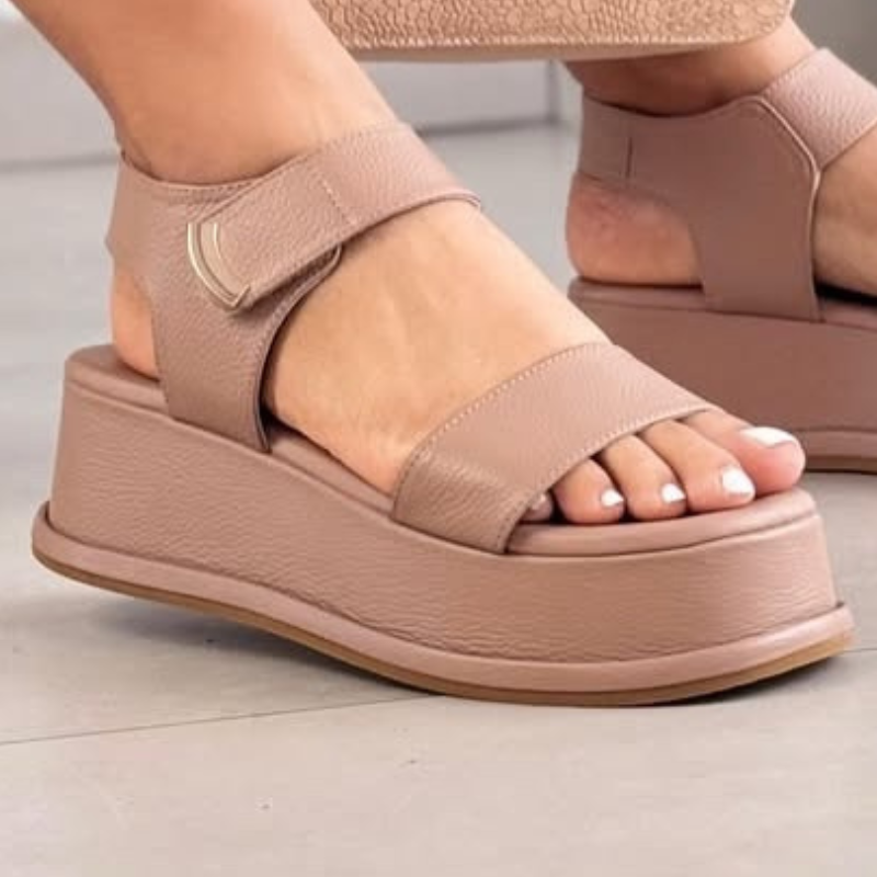 One-strap Velcro Open-toe Platform Sandals