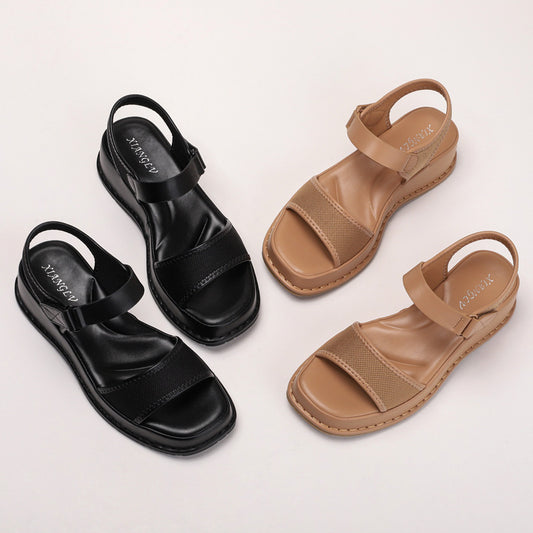 Velcro Open Toe Fashionable Casual Thick-soled Sandals