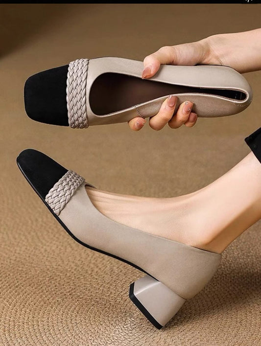 New Autumn Square Toe Thick Heel Shoes
