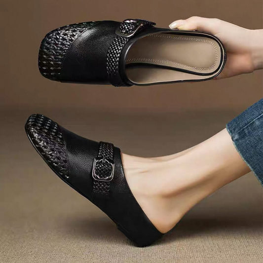 Braided Hollow Outerwear Mules