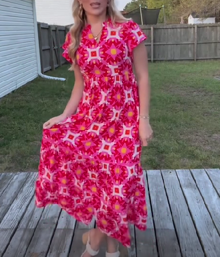 Geometric Floral Dress