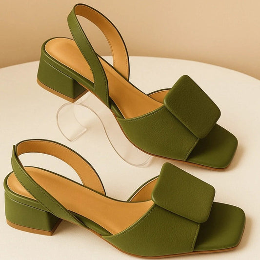 🔥Last day🔥Women's Leather Square Sandals