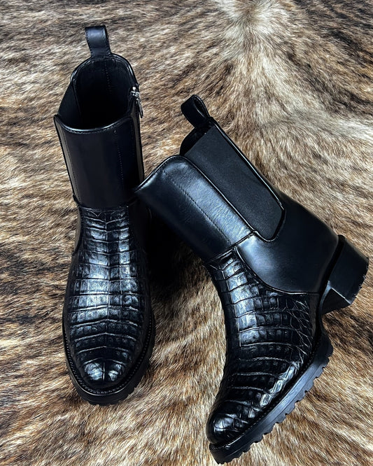 Men's Crocodile Print Chelsea Boots