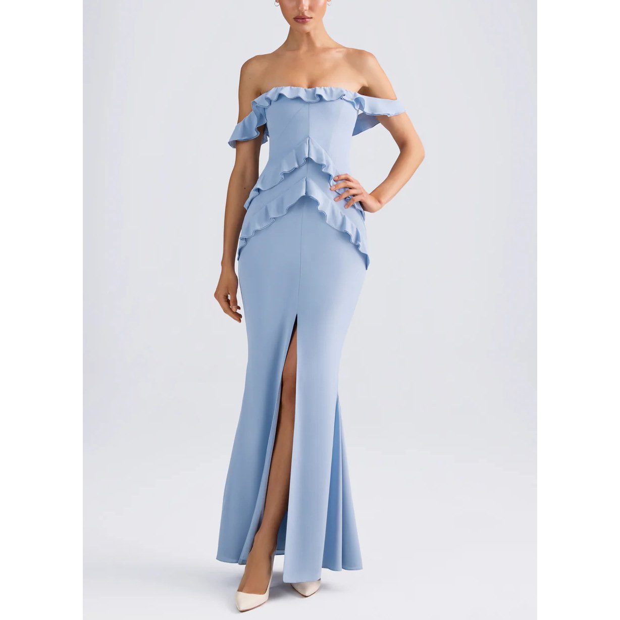 Sexy Strapless Ruffled Slim Dresses