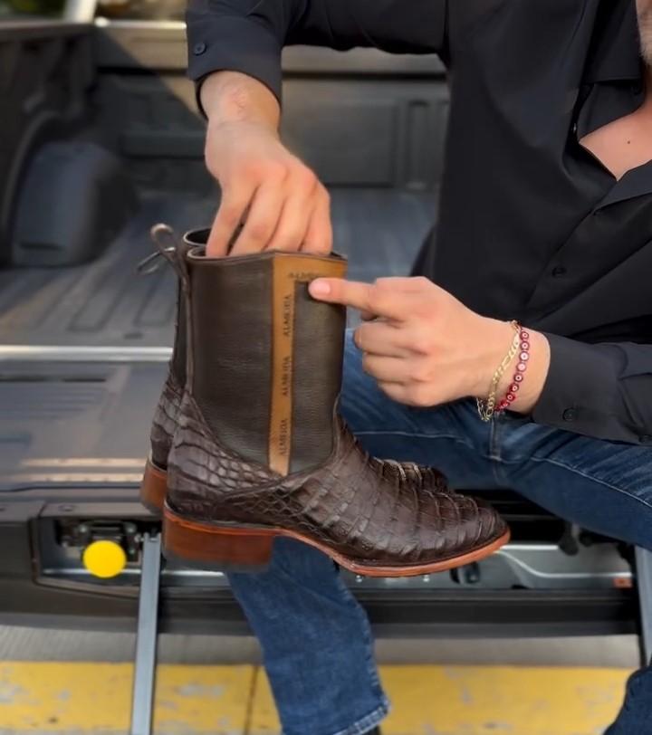 Men's Cowhide Python Cowboy Boots