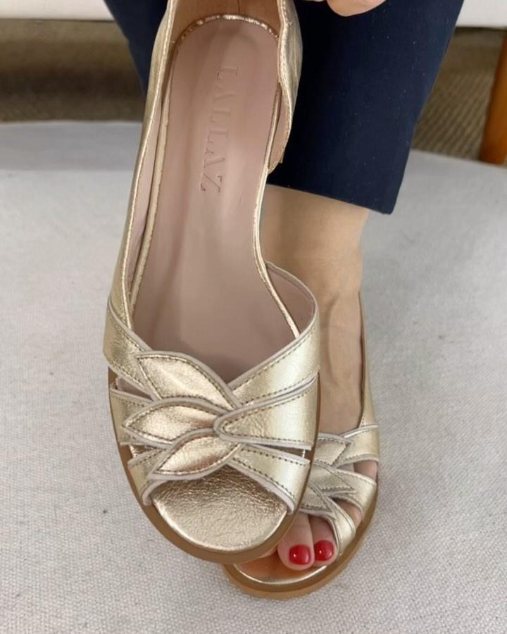 Light Gold Petal Shape Sandals