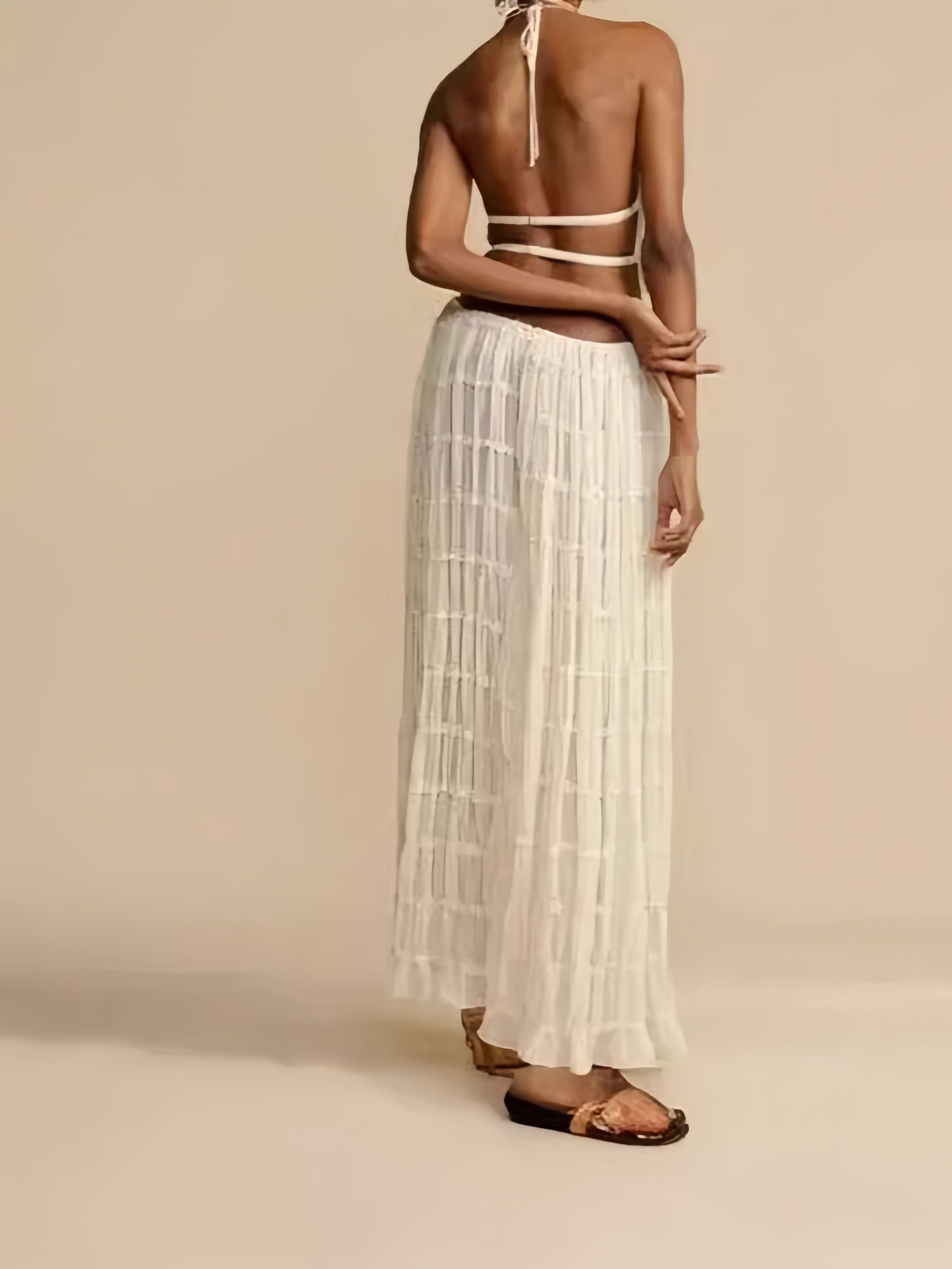 Backless Chiffon Pleated Dress Two-Piece Set