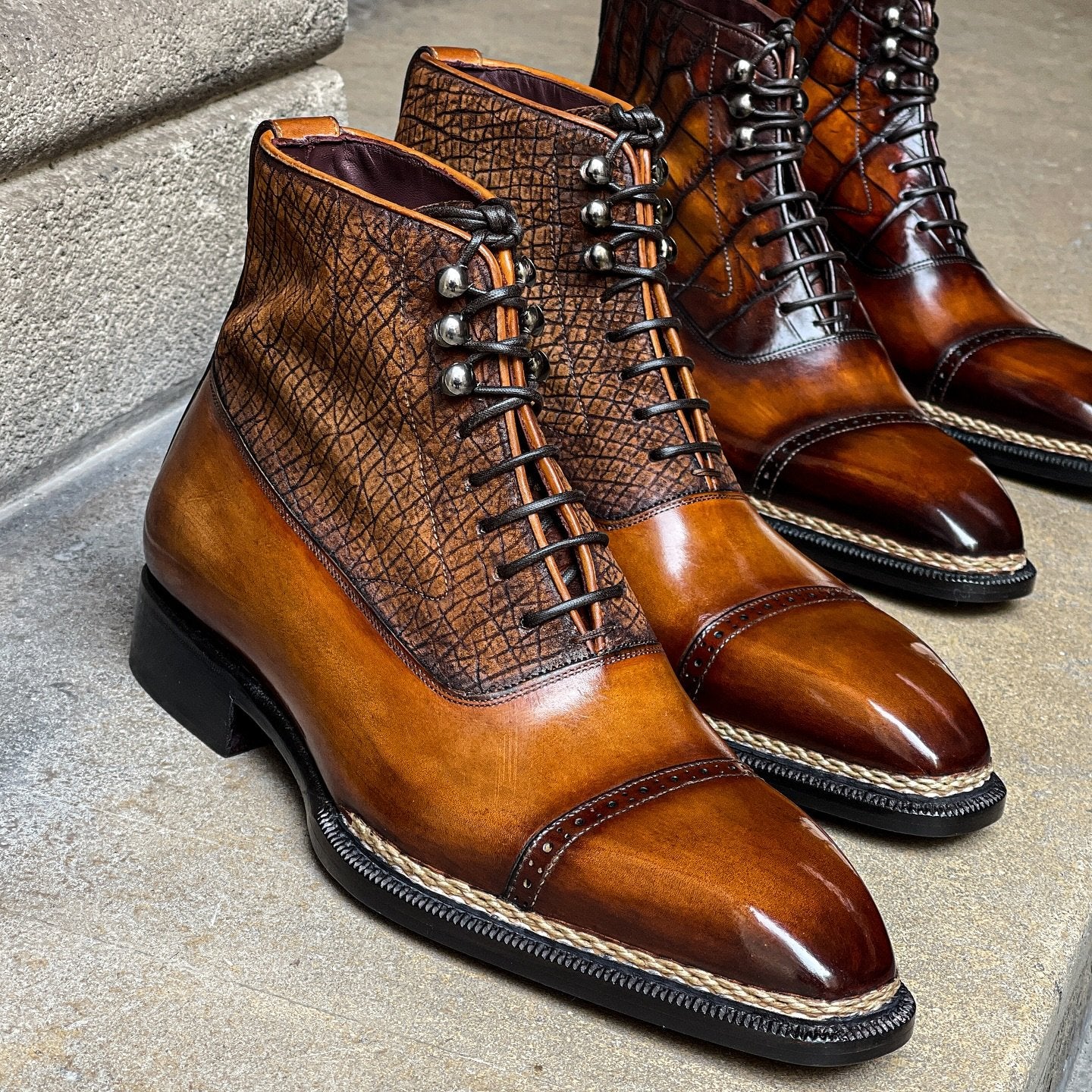 Patent Leaf Pattern Business Boots