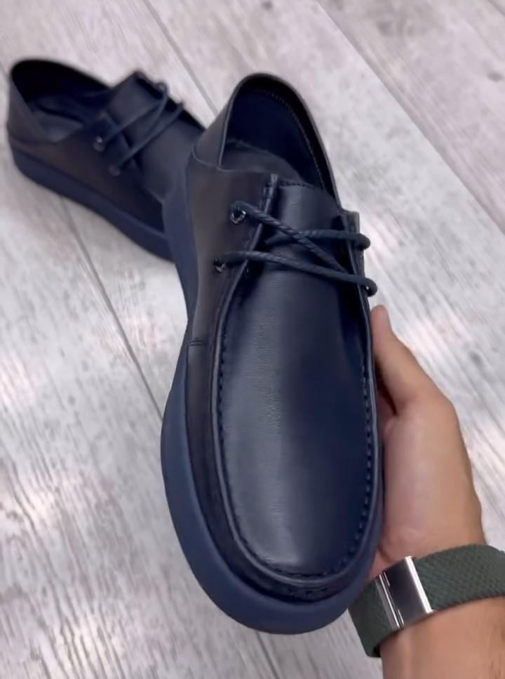 Navy Blue Casual Lace-Up Shoes