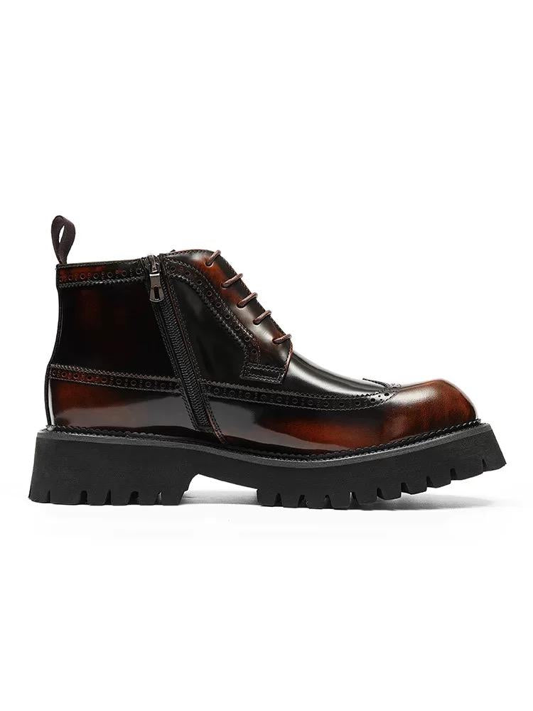 Patent Leather Brogues Martin Boots