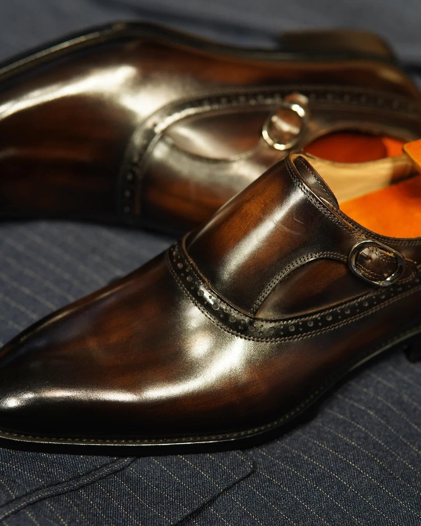 Hand-rubbed Leather Monk Shoes