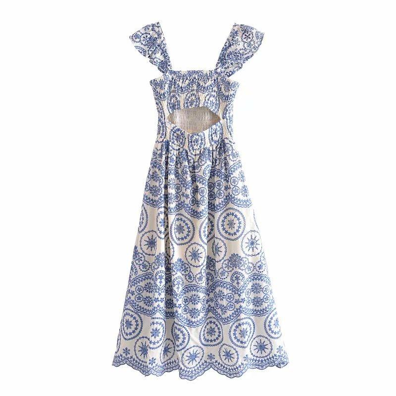 Cutout Embroidered Sling Dress