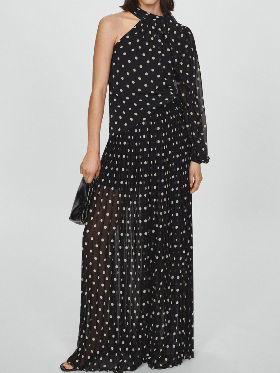 Asymmetrical Polka Dot Two Pieces Set