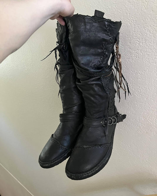 Braided Vintage Stitching Designer Boots