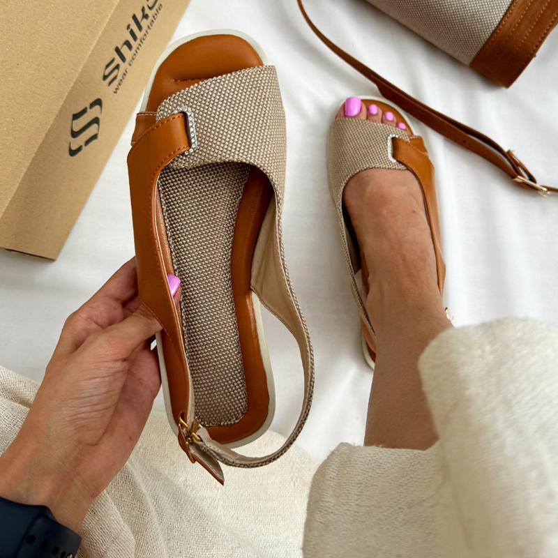 Patchwork Linen Sandals