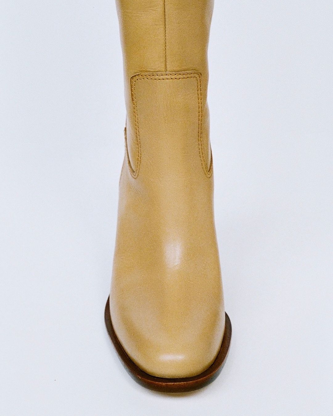 Simple Pointed Toe Leather Mid Calf Boots